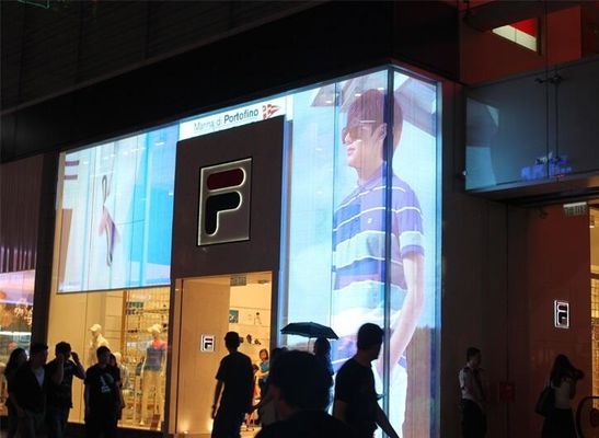 الإعلان في الهواء الطلق شاشة الفيديو LED الشفافة 16384 نقطة لمركز التسوق Shenzhen Factory
